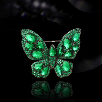 Bakrena broš, korejsko-japanski stil, životinjski motiv, dijamantna obrada