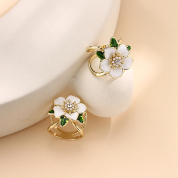 Gardenia szalag masni blúza virágmintával, japán-koreai stílus, ötvözet, gyémánt betét, olajcseppes feldolgozás, DD0195