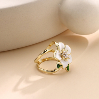 Gardenia szalag masni blúza virágmintával, japán-koreai stílus, ötvözet, gyémánt betét, olajcseppes feldolgozás, DD0195