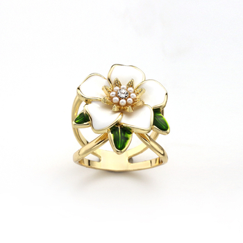 Gardenia szalag masni blúza virágmintával, japán-koreai stílus, ötvözet, gyémánt betét, olajcseppes feldolgozás, DD0195