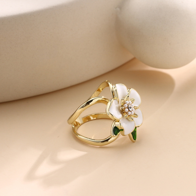 Gardenia szalag masni blúza virágmintával, japán-koreai stílus, ötvözet, gyémánt betét, olajcseppes feldolgozás, DD0195