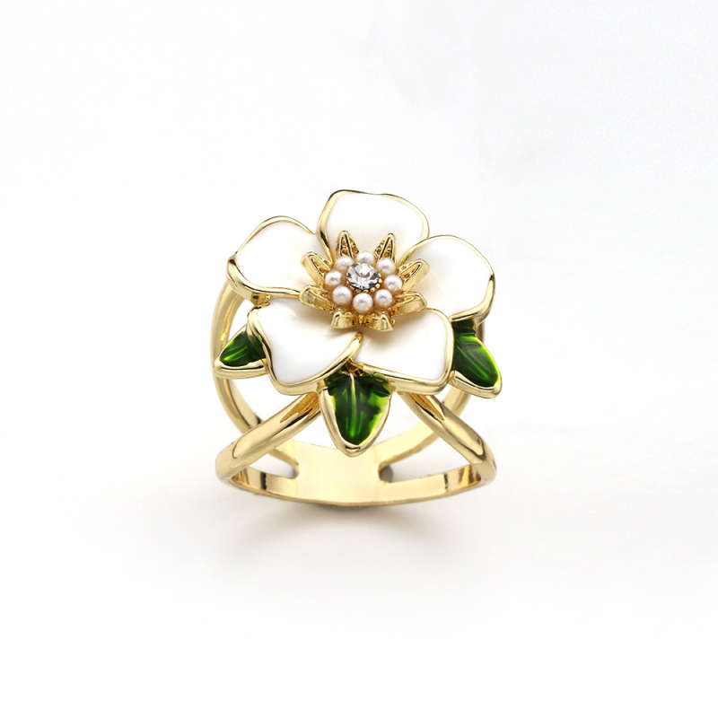 Gardenia szalag masni blúza virágmintával, japán-koreai stílus, ötvözet, gyémánt betét, olajcseppes feldolgozás, DD0195