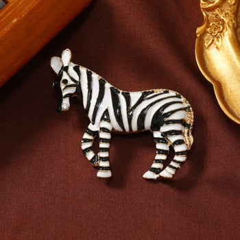 Broșă Zebra din aliaj de zinc cu glazură de picuri de ulei – Muylinda, unisex, stil retro animal decorativ