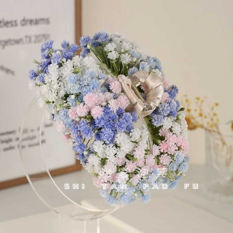 Clamă de păr cu flori de mătase, lucrată manual, pentru partea din spate a capului, Iarna 2025, Stil pastoral, Pentru femei