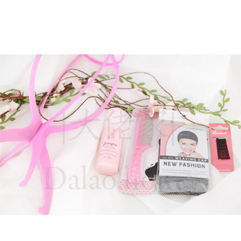 Parukaápolási készlet - parukaápolási kellékek: ápoló oldat, paruka-háló, hajkefe, parukatartó állvány; márka: Spring, summer, autumn and winter; nettó tartalom: 100 ml