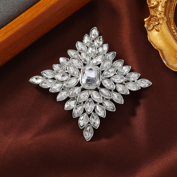 Broșă romb cu strasuri, unisex, stil retro, accesoriu decorativ pentru pulover și eșarfă