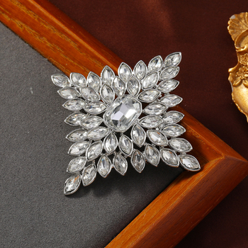 Broșă romb cu strasuri, unisex, stil retro, accesoriu decorativ pentru pulover și eșarfă