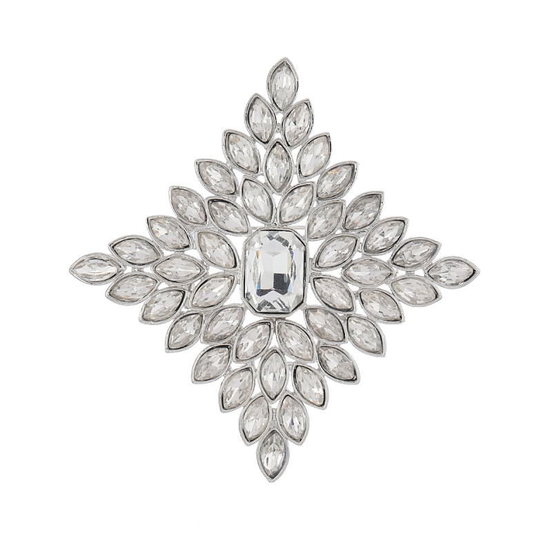 Broșă romb cu strasuri, unisex, stil retro, accesoriu decorativ pentru pulover și eșarfă