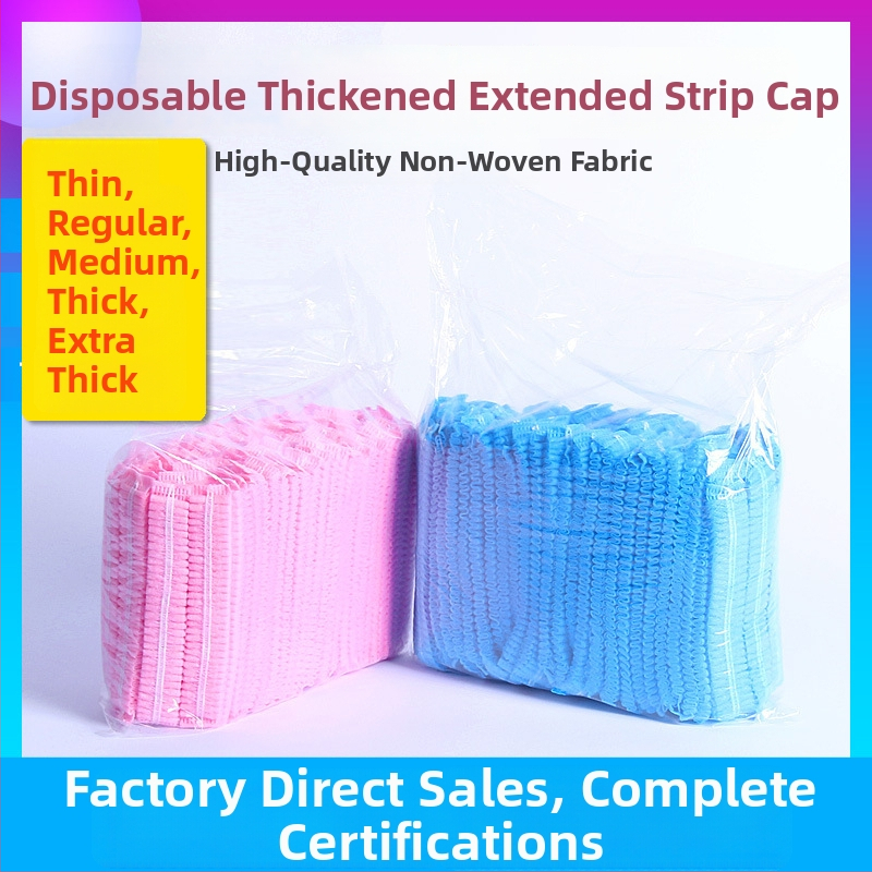 Vienkartinė neaustinės medžiagos kepurė su plaukų tinklu, dulkių apsauga, kvėpuojanti, tinkama gamyklai ir laboratorijai