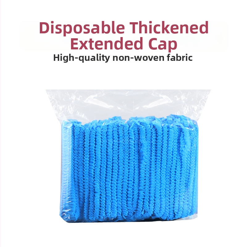 Vienkartinė neaustinės medžiagos kepurė su plaukų tinklu, dulkių apsauga, kvėpuojanti, tinkama gamyklai ir laboratorijai