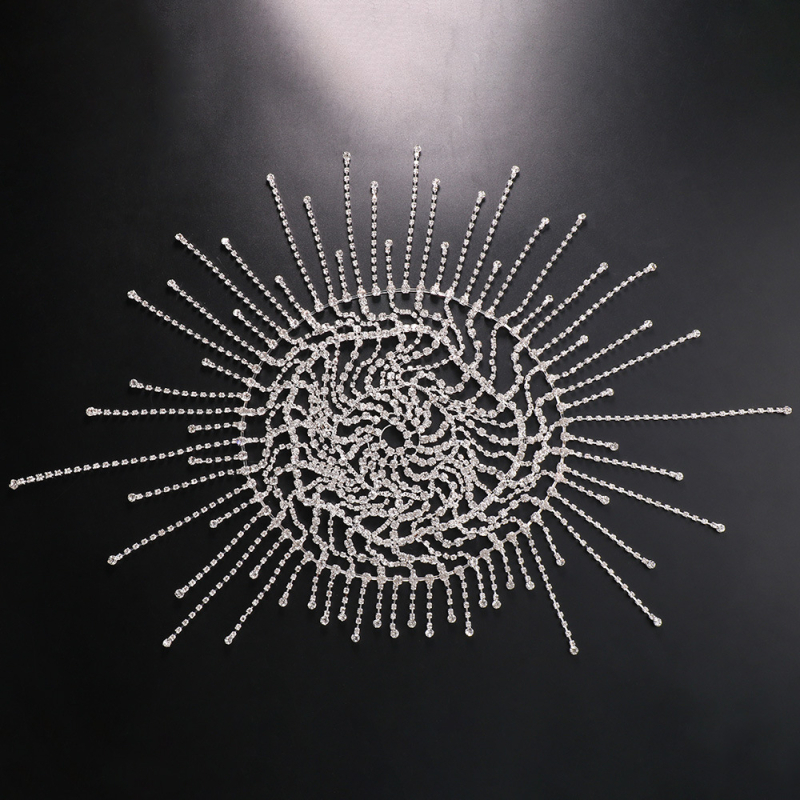 Ötvözetből készült rojtos rhinestone hajdísz nőknek — egyszerű stílus, mikro-beágyazás technika, ideális klubokban és színpadi viseletre