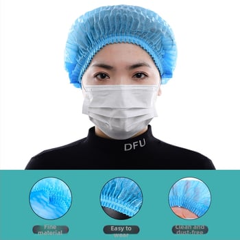 Vienkartinis plaukų tinklas iš netikšto audinio, Strip Cap dizainas, laisva forma, dvigubo briaunos konstrukcija, dulkių apsauga ir plaukų slinkimo prevencija