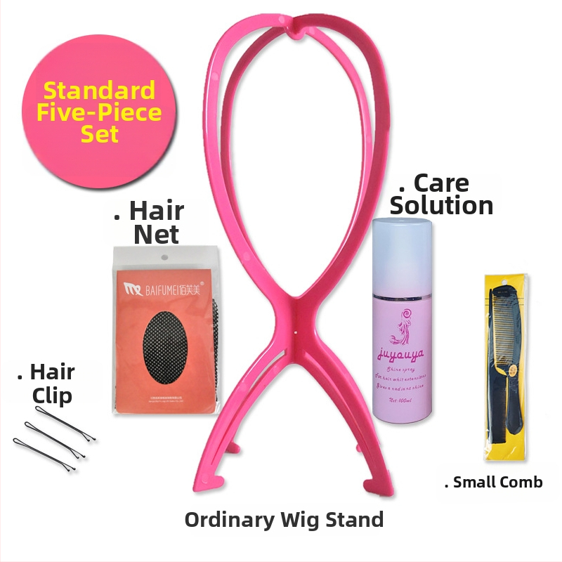 Fragrant perukų priežiūros rinkinys – apima perukų tinklą, tiesų klipsą, priežiūros tirpalą, mažą šuką ir perukų stovą; kilmė Jiangxi; funkcija: perukų priežiūra.