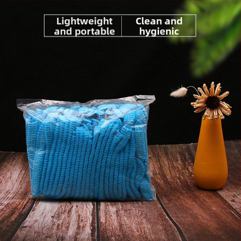 Vienkartinė plaukų kepurė iš nepluošto audinio, juostinės formos, antistatininė, modelis 444r, tinkama maisto pramonei