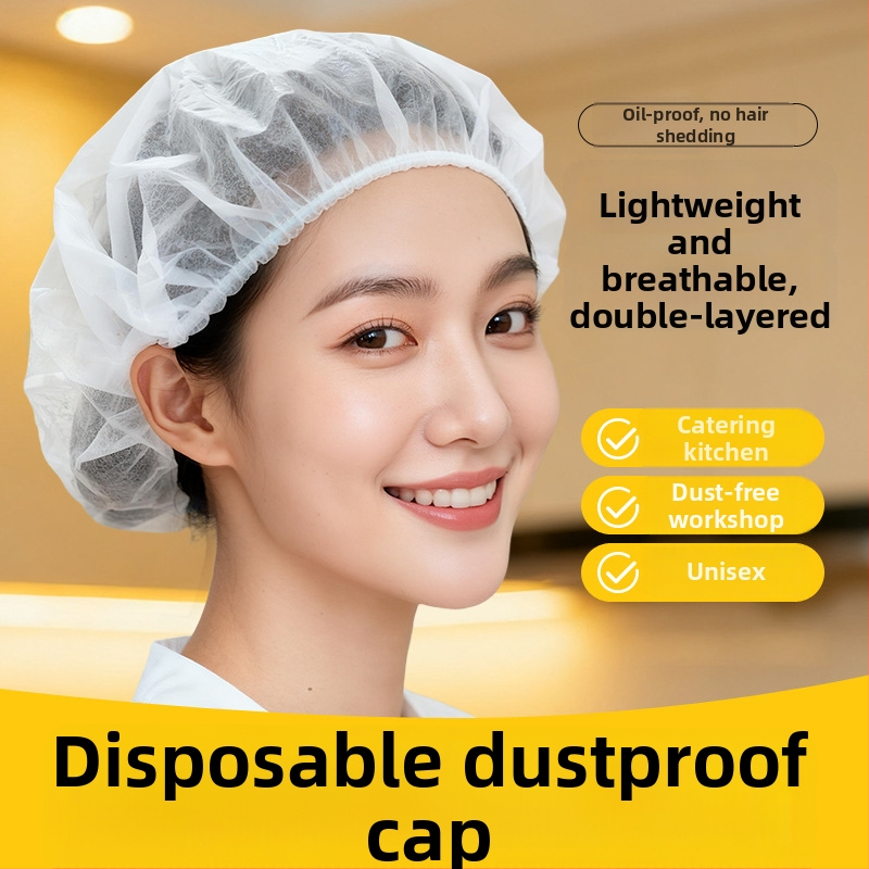 Vienkartinė plaukų kepurė iš nepluošto audinio, juostinės formos, antistatininė, modelis 444r, tinkama maisto pramonei