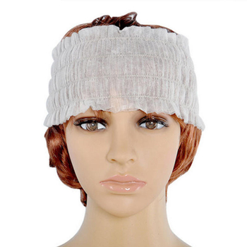 Vienkartinė plaukų juosta iš neausto audinio, dulkėms atspari, su galvos tvirtinimu, modelis WFC039; tinka grožio salonams, kirpykloms, sveikatos centrams ir namams.