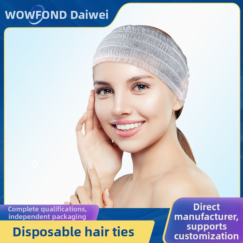 Vienkartinė plaukų juosta iš neausto audinio, dulkėms atspari, su galvos tvirtinimu, modelis WFC039; tinka grožio salonams, kirpykloms, sveikatos centrams ir namams.