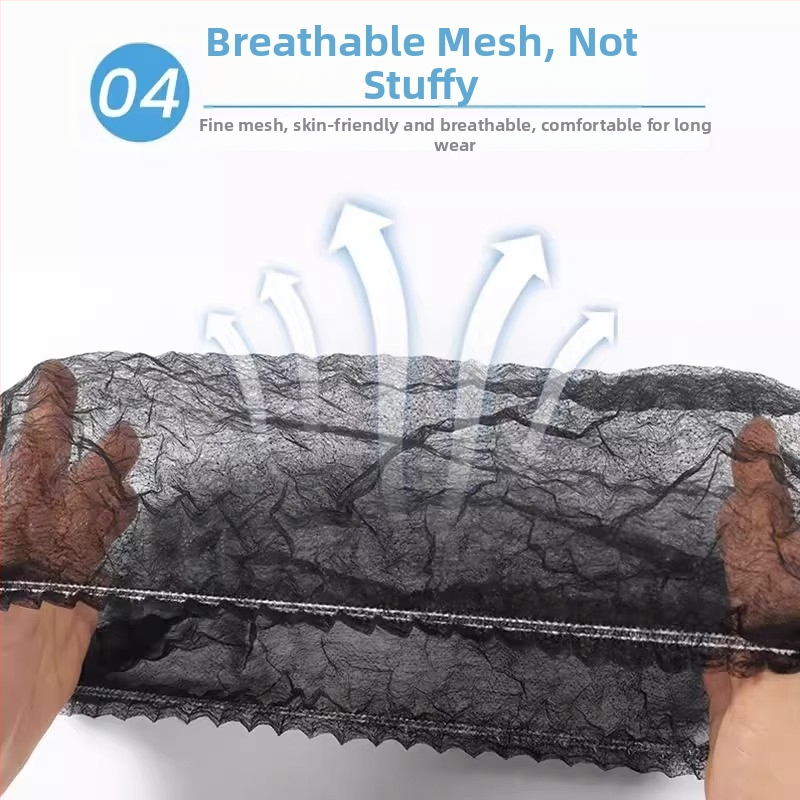 Vienkartinė plaukų skrybėlė iš neaustinės medžiagos su plaukų tinkleliu, kvėpuojanti, atspari dulkėms, skirta vidaus naudojimui