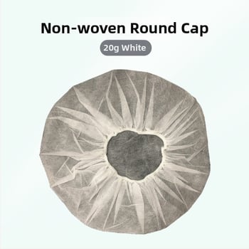 Vienkartinė PP nepluošto plaukų kepurė apvali, kvėpuojanti ir dulkių atspari; 20 g/m²; pakuotė 100 vnt.; tinkama maisto pramonei, elektronikai ir švarioms patalpoms