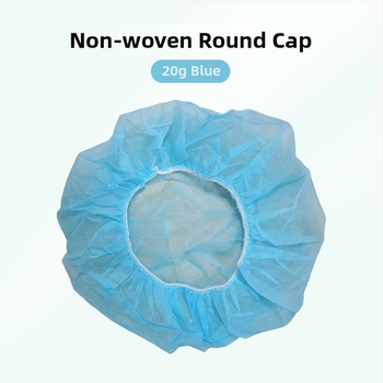 Vienkartinė PP nepluošto plaukų kepurė apvali, kvėpuojanti ir dulkių atspari; 20 g/m²; pakuotė 100 vnt.; tinkama maisto pramonei, elektronikai ir švarioms patalpoms