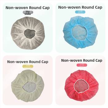Vienkartinė PP nepluošto plaukų kepurė apvali, kvėpuojanti ir dulkių atspari; 20 g/m²; pakuotė 100 vnt.; tinkama maisto pramonei, elektronikai ir švarioms patalpoms