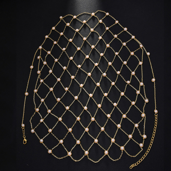 Hajlánc hálós gyöngyökkel, vintage stílusú ötvözetből, kézzel készített, nőknek, Fj1792