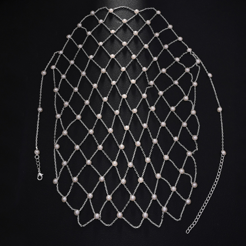 Hajlánc hálós gyöngyökkel, vintage stílusú ötvözetből, kézzel készített, nőknek, Fj1792