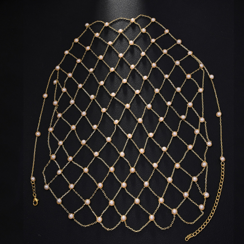 Hajlánc hálós gyöngyökkel, vintage stílusú ötvözetből, kézzel készített, nőknek, Fj1792