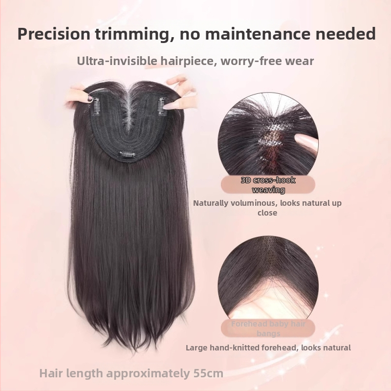 Parochňa pre ženy – dlhé rovné vlasy, ručne tkaná čipka, neviditeľný horný kryt, vlákna odolné voči teplu