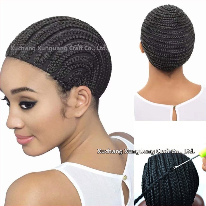 Plaukų kepurėlės parukė su mažomis pintimis, tinklinė skrybėlė, trumpi plaukai, natūralus įvaizdis