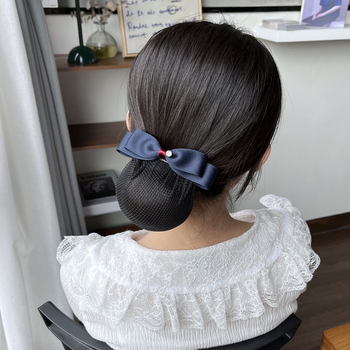 Női hajkiegészítő, kézzel készített, egyszerű stílusú, kristályos masnival és hálós zsebbel, poliészter anyag, tavasz 2025