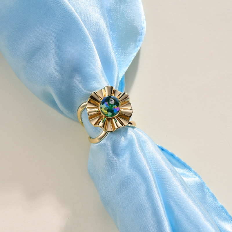 Accesoriu nasture pentru șal de mătase cu cristal încrustat, design floral, stil japano-coreean