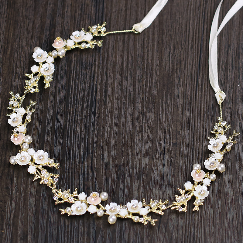 Traka za kosu s cvjetnim kristalima – korejski stil (Style: Korean; Kind: Headband; Styling: Flowers; Packaging: Independent packaging; Customization: Yes)