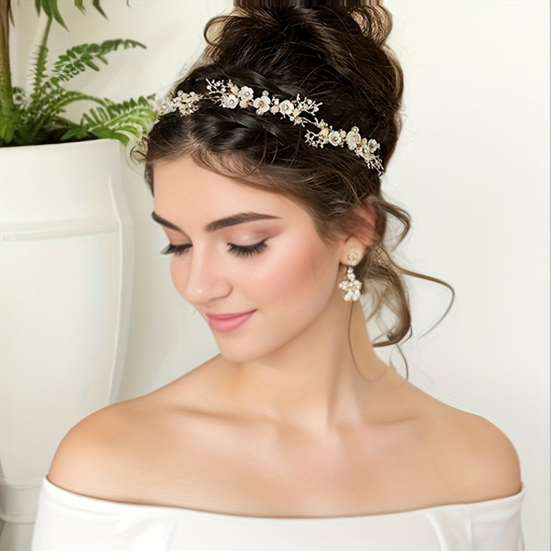 Traka za kosu s cvjetnim kristalima – korejski stil (Style: Korean; Kind: Headband; Styling: Flowers; Packaging: Independent packaging; Customization: Yes)