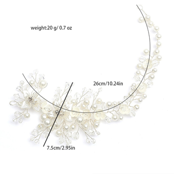 Carlo Jewelry L5013 Bandă pentru păr din cristale, cu floare și perle, mărgele răsucite