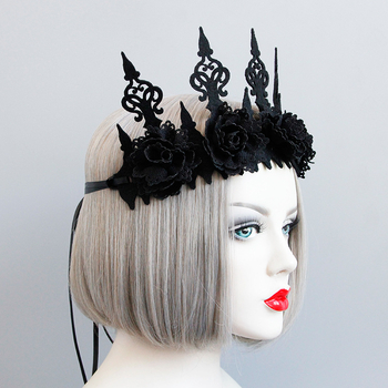Dodatak za kosu za Halloween bal: kruna i ogrlica s paukovim motivom | Stil: alternativni, ženski | Materijal: tkanina | Marka: Evil Lamour | Proizvodni broj: FD-95