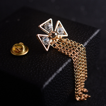 Broșă cu lanț cu ciucuri, stil coreean, aliaj, zirconiu, finis diamant, Sirius