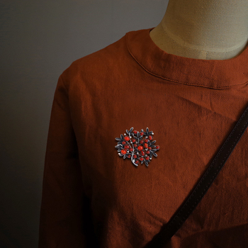 Broșă din aliaj, stil retro, unisex, finisaj electroplate, parte a seriei broșelor cu piatră, accesoriu cu dublă utilizare.