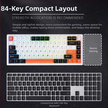 G84 μηχανικό πληκτρολόγιο – 84 πλήκτρα, ασύρματη σύνδεση, διακόπτης Matcha Latte, RGB φωτισμός