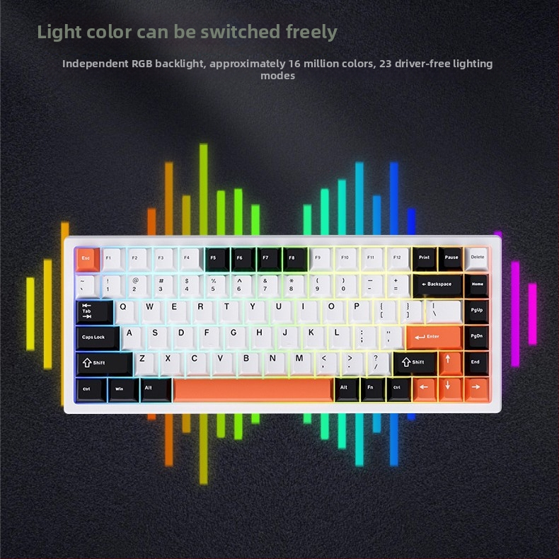 G84 μηχανικό πληκτρολόγιο – 84 πλήκτρα, ασύρματη σύνδεση, διακόπτης Matcha Latte, RGB φωτισμός