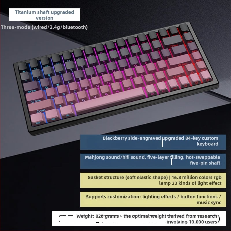 G84 μηχανικό πληκτρολόγιο – 84 πλήκτρα, ασύρματη σύνδεση, διακόπτης Matcha Latte, RGB φωτισμός