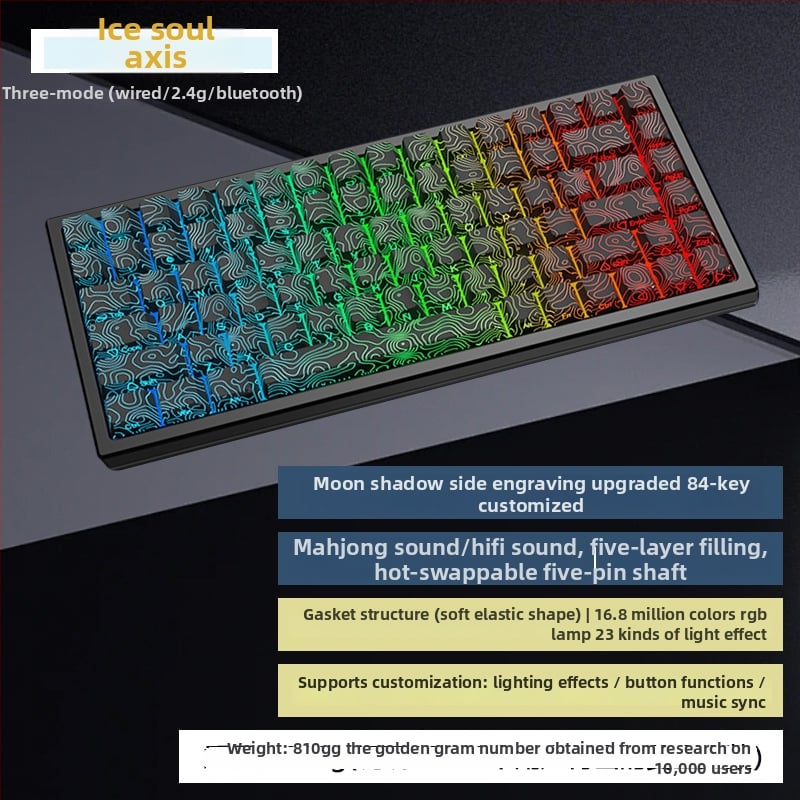 G84 μηχανικό πληκτρολόγιο – 84 πλήκτρα, ασύρματη σύνδεση, διακόπτης Matcha Latte, RGB φωτισμός
