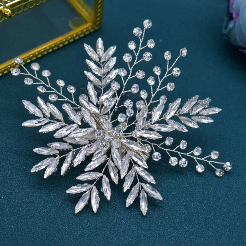 Ručni pleteni dugi trak za kosu s rhinestones – ženski dodaci za kosu, proljeće 2025