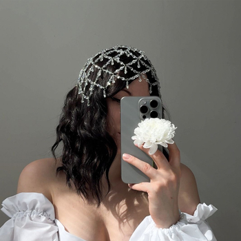 Bentiță de păr din cristal cu pandantiv în formă de picătură de apă, handmade, accesoriu de nuntă, ambalaj individual, vara 2025