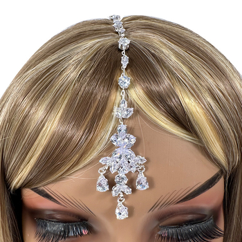 Diademă exotică din aliaj cu lanț pentru frunte și pandant pentru sprâncene – electroplacare, ambalare individuală, toamnă 2024