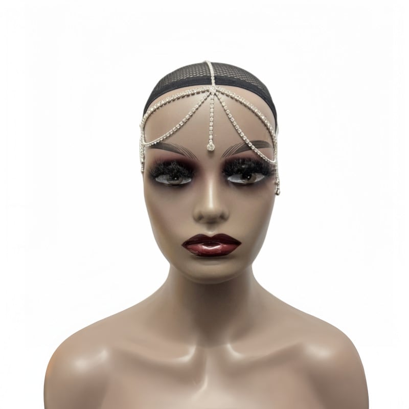 Akvamarinska čelna lančić, eterični egzotični stil, Model: čelni lančić, Premaz: elektroplatiranje, Broj proizvoda: 2025/1212/1427