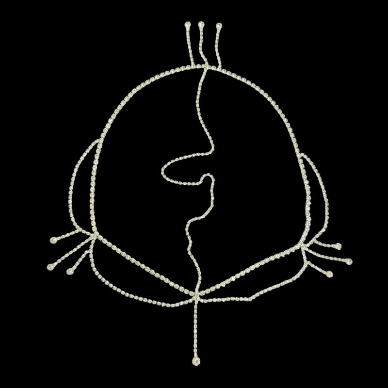 Akvamarinska čelna lančić, eterični egzotični stil, Model: čelni lančić, Premaz: elektroplatiranje, Broj proizvoda: 2025/1212/1427