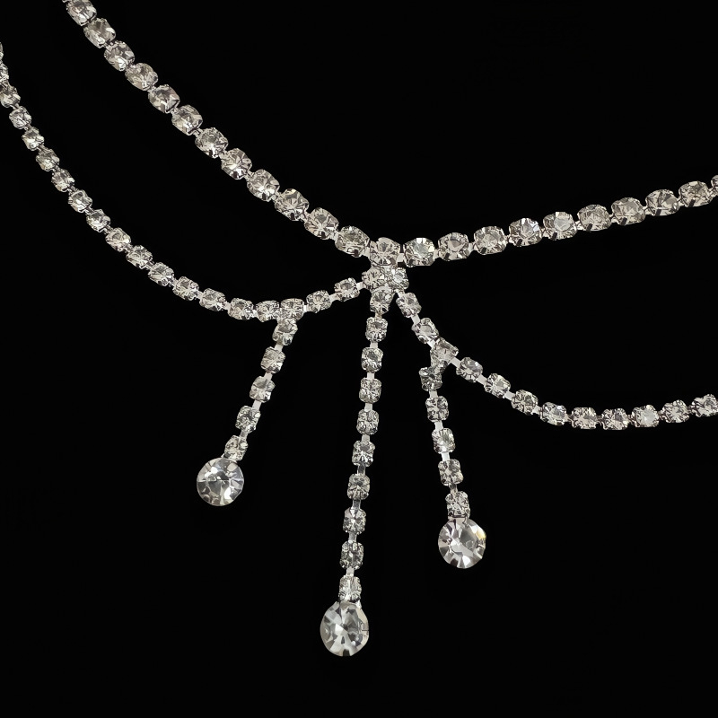 Akvamarinska čelna lančić, eterični egzotični stil, Model: čelni lančić, Premaz: elektroplatiranje, Broj proizvoda: 2025/1212/1427