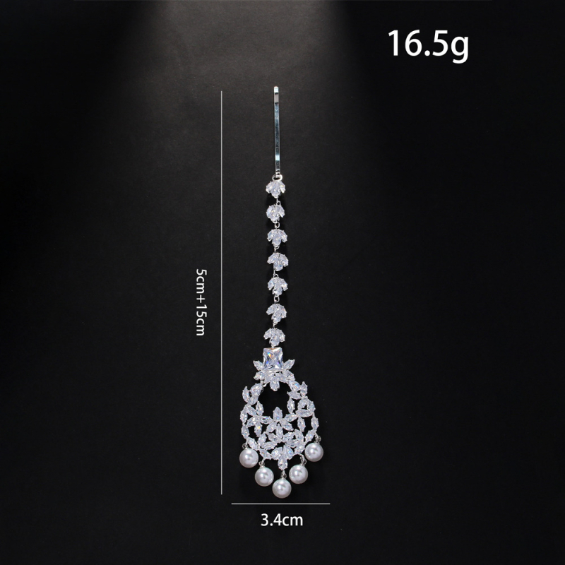 Lanț pentru cap cu perle, bijuterii boeme de nuntă indiană cu cristale, placare electroplatinată, vara 2024, ambalaj individual