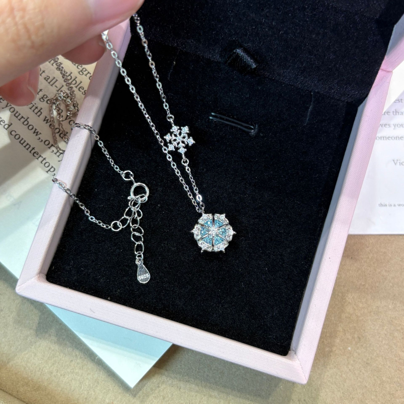 Nakit od 925 srebra, romb oblik, dijamantna ugradnja, križni lanac, branda Xici